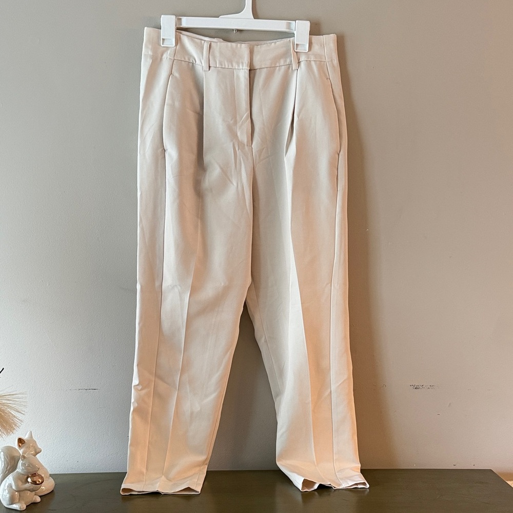 Express Women's Cream High Waisted Dress Pants